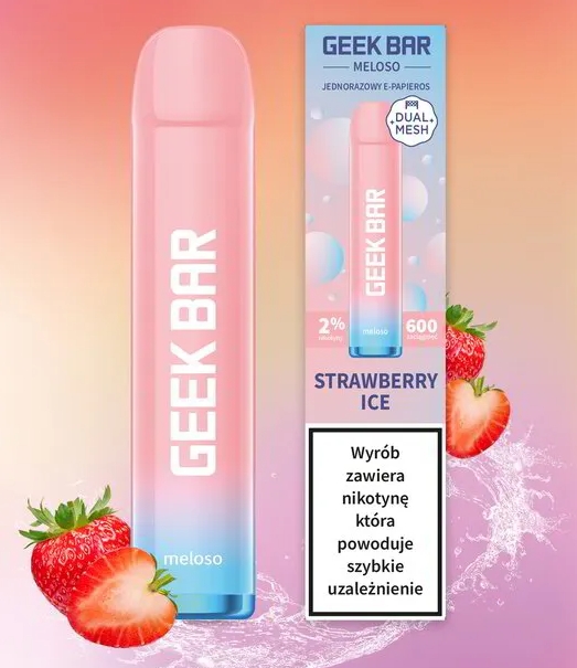GEEK BAR Meloso 600 Bouffées Puffs Vape – Glace aux Fraises : Une Expérience Douce et Rafraîchissante au Cœur de la Vape Française