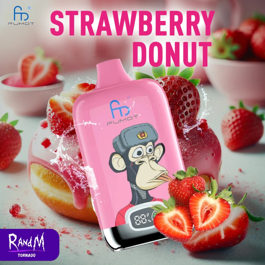 Fumot Original RandM Digital Box 12000 Puffs Vape - beignet aux fraises : une expérience gourmande à chaque bouffée