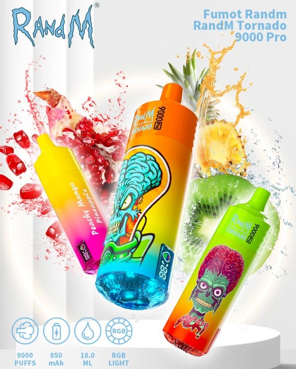 Fumot RandM Tornado 9000 Pro Vape - limonade cerise-pêche : Une explosion de saveurs dans un design révolutionnaire
