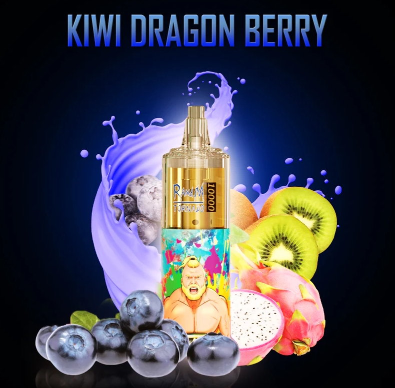 RandM Tornado 10000 Puffs Vape – kiwi baie de dragon : une expérience fruitée et longue durée au cœur de la Suisse vapologique