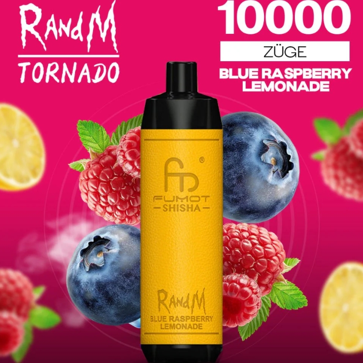 Fumot RandM Shisha 10000 Puffs – limonade de framboise bleue : une explosion sensorielle dans un format intelligent