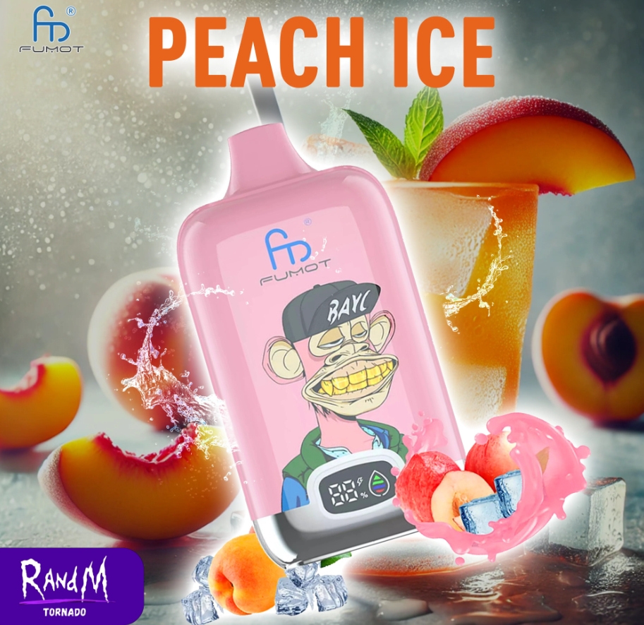 Randm Tornado 12000 Puffs Vape – pêche à la glace : Une vague givrée pour les amateurs de sensations fruitées